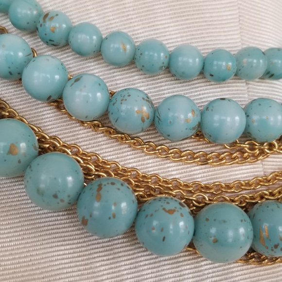 Vintage 3 Tier Turquoise (Howlite) Choker Necklace 11" - Picture 5 of 12